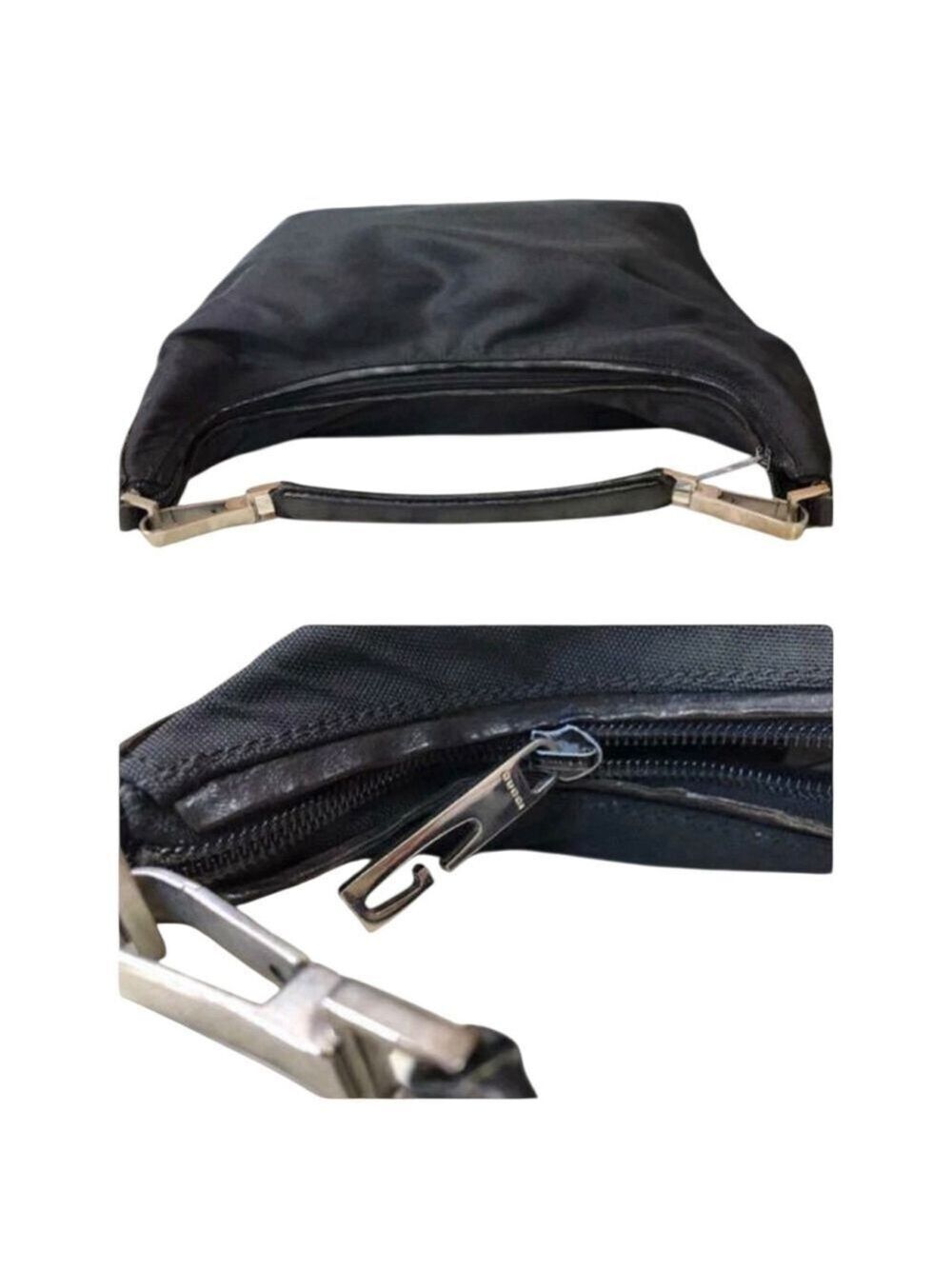 Gucci Black Nylon Shoulder Bag w Leather Trim 1990’s, Dust Bag - Picture 5 of 12